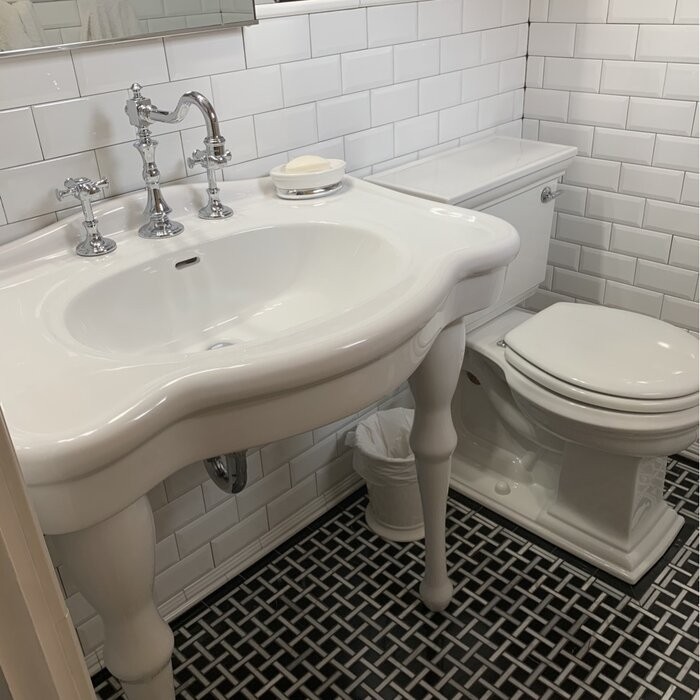 Imperial 29.13" Tall White Vitreous China Circular Console Bathroom Sink with Overflow