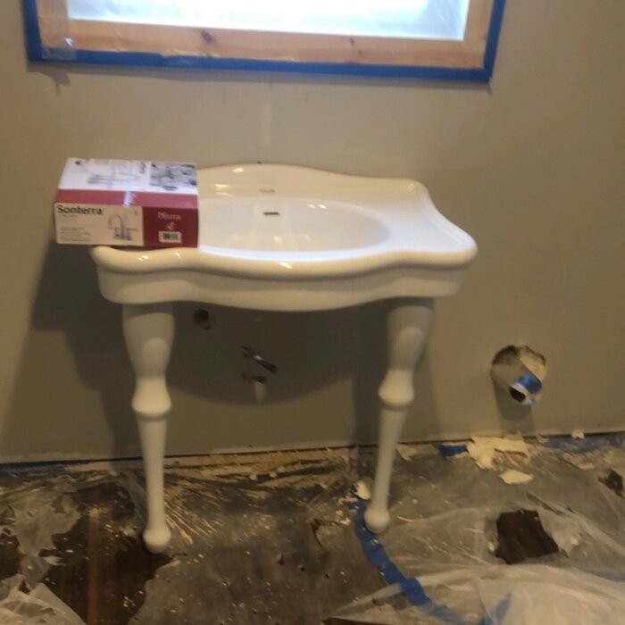 Imperial 29.13" Tall White Vitreous China Circular Console Bathroom Sink with Overflow