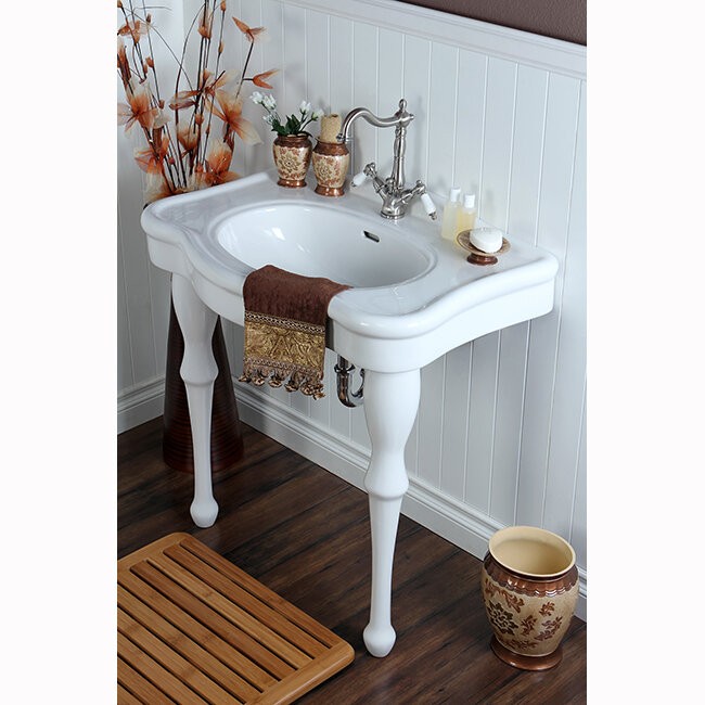 Imperial 29.13" Tall White Vitreous China Circular Console Bathroom Sink with Overflow
