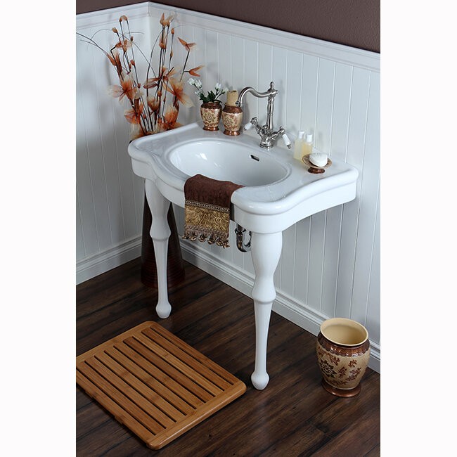 Imperial 29.13" Tall White Vitreous China Circular Console Bathroom Sink with Overflow