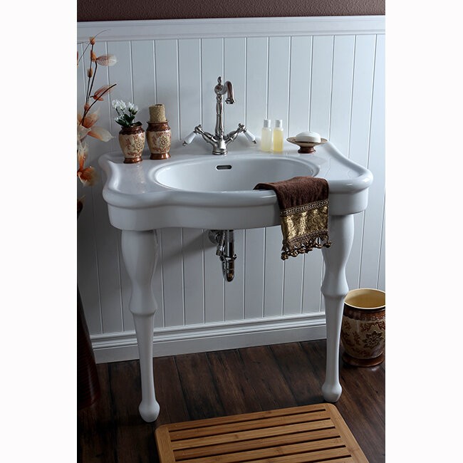 Imperial 29.13" Tall White Vitreous China Circular Console Bathroom Sink with Overflow