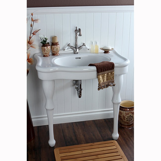 Imperial 29.13" Tall White Vitreous China Circular Console Bathroom Sink with Overflow