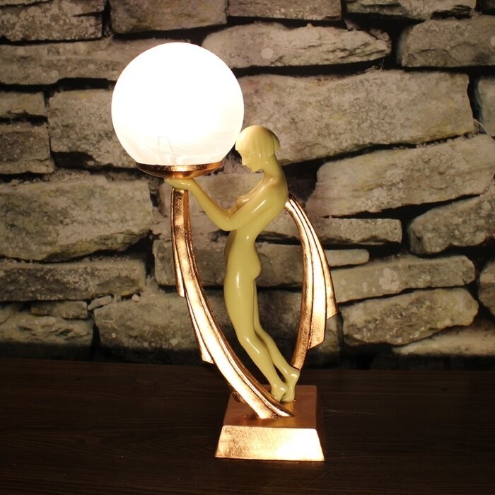 Ivory and Gold Art Deco Lighted Figurine
