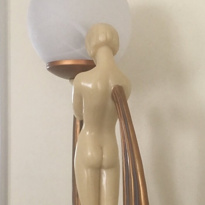 Ivory and Gold Art Deco Lighted Figurine