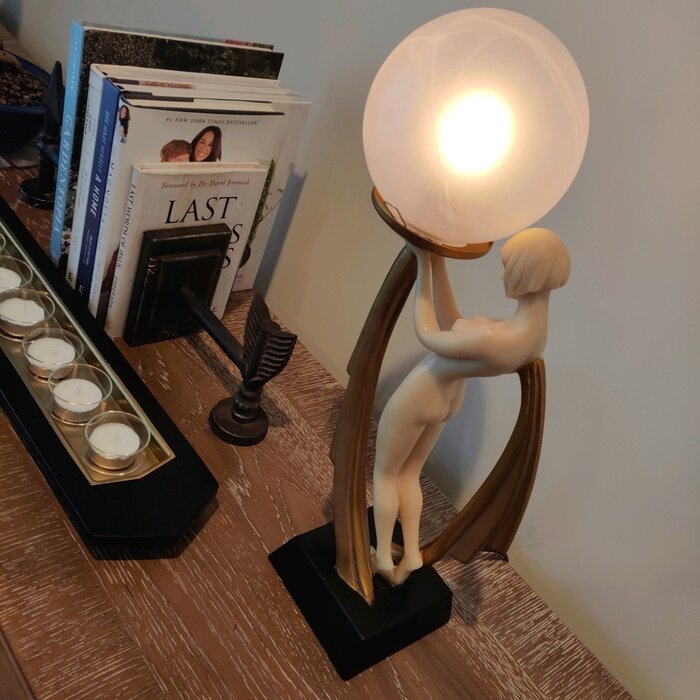 Ivory and Gold Art Deco Lighted Figurine