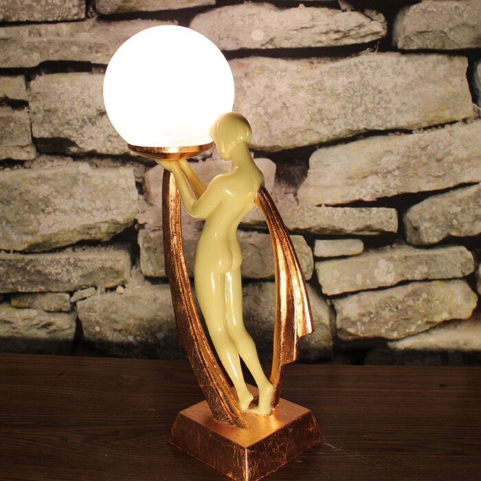 Ivory and Gold Art Deco Lighted Figurine