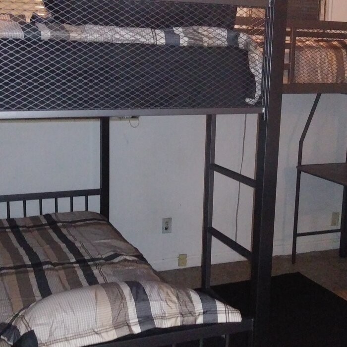 Jamarion Twin Over Twin Over Twin Bunk Bed with Built-in-Desk by Mercury Row® Teen
