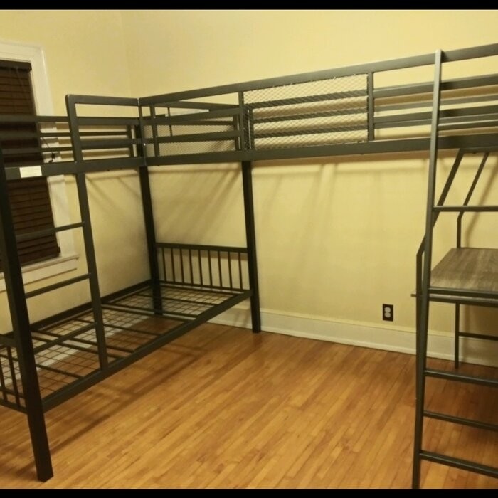 Jamarion Twin Over Twin Over Twin Bunk Bed with Built-in-Desk by Mercury Row® Teen