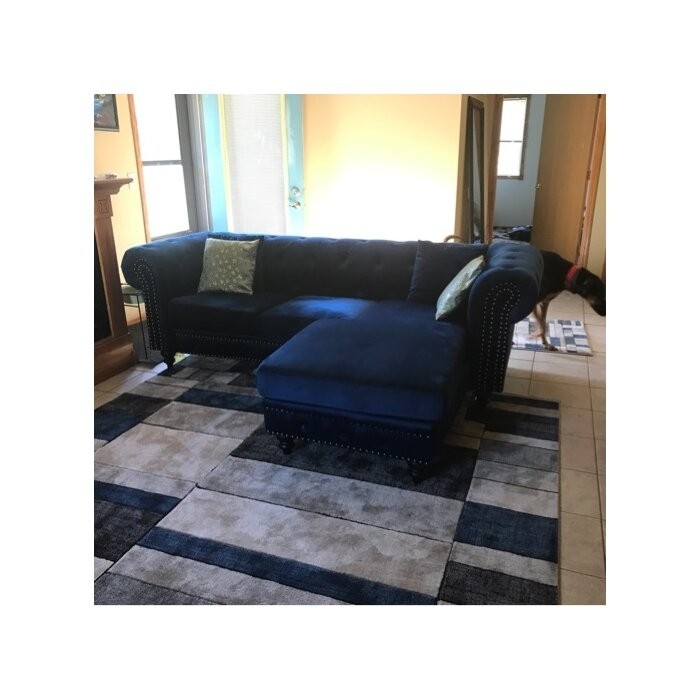 Jeanette 98" Wide Velvet Reversible Sofa & Chaise