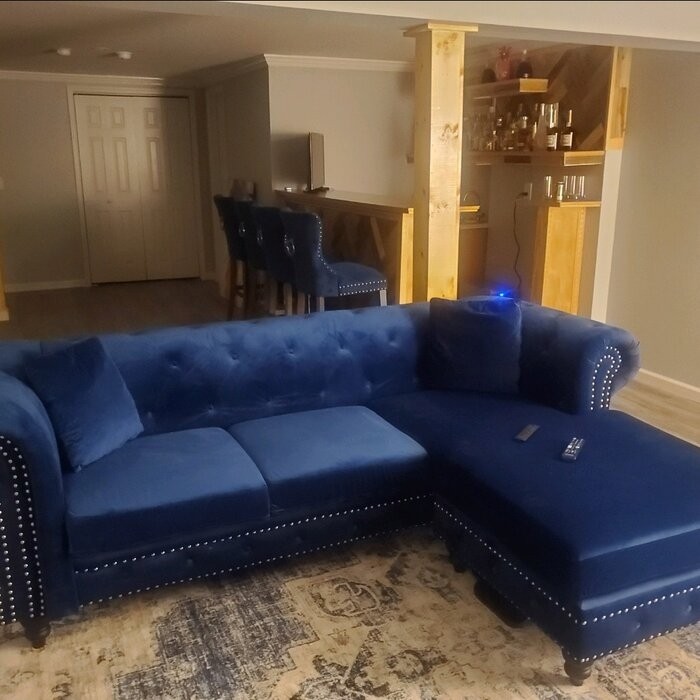 Jeanette 98" Wide Velvet Reversible Sofa & Chaise