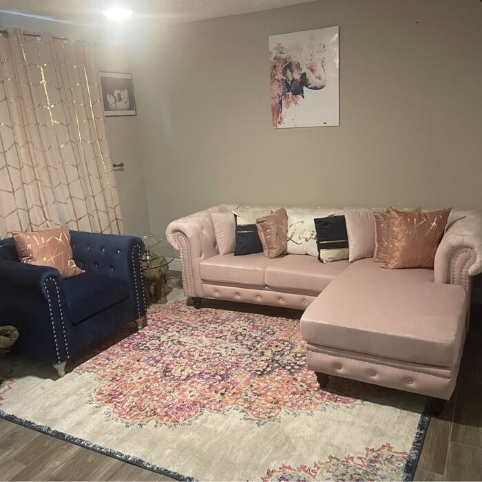 Jeanette 98" Wide Velvet Reversible Sofa & Chaise