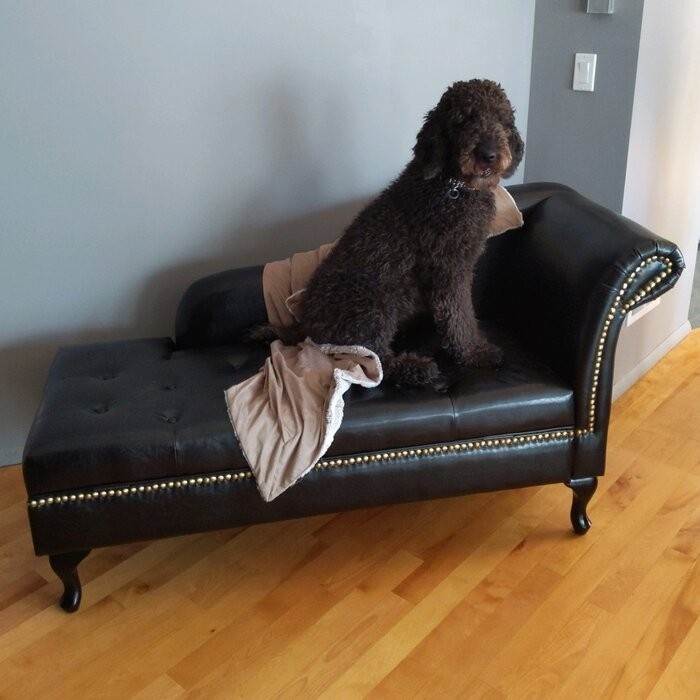 Jolie Tufted Faux Leather Right Recessed Arms Chaise Lounge with Storage