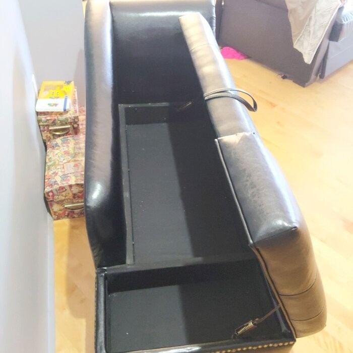 Jolie Tufted Faux Leather Right Recessed Arms Chaise Lounge with Storage