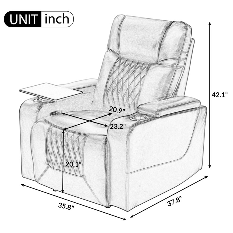 Kamarion 35.8'' Wide Faux Leather Power Swivel Zero Gravity Recliner