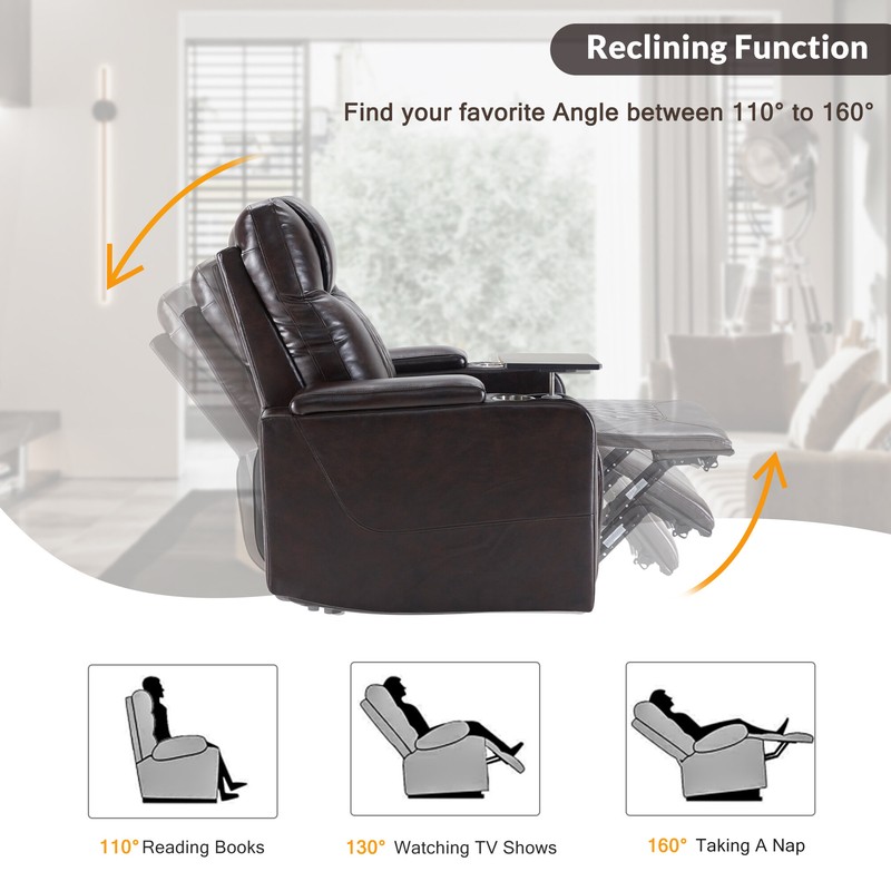 Kamarion 35.8'' Wide Faux Leather Power Swivel Zero Gravity Recliner