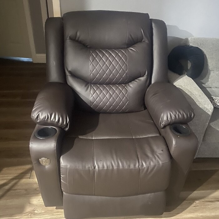 Kanajah 35.5'' Wide Faux Leather Power Lift Assist Recliner with Massager