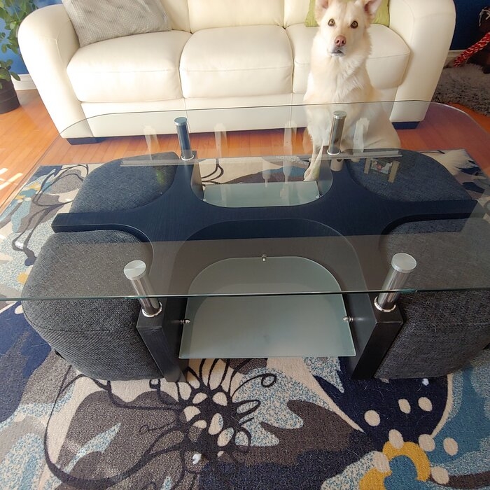 Kingsfield Coffee Table with 4 Nested Stools