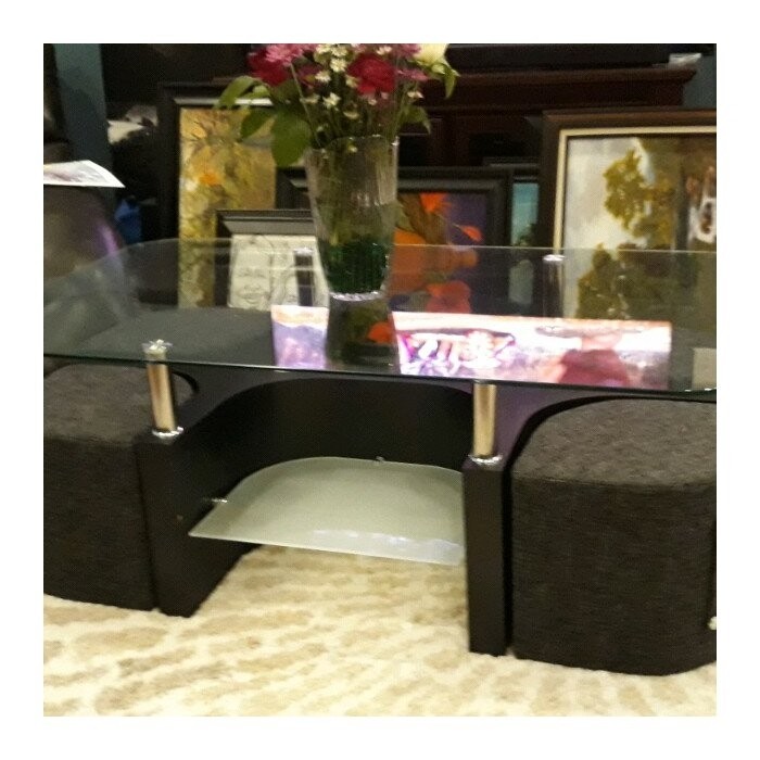 Kingsfield Coffee Table with 4 Nested Stools