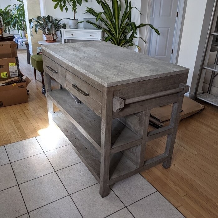 Kinston 50'' Wide Kitchen Island with Solid Wood Top