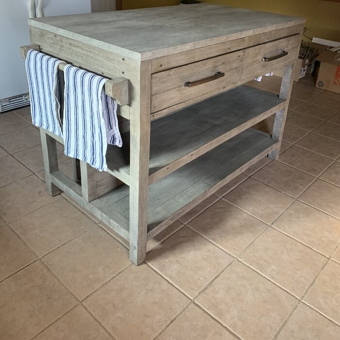 Kinston 50'' Wide Kitchen Island with Solid Wood Top