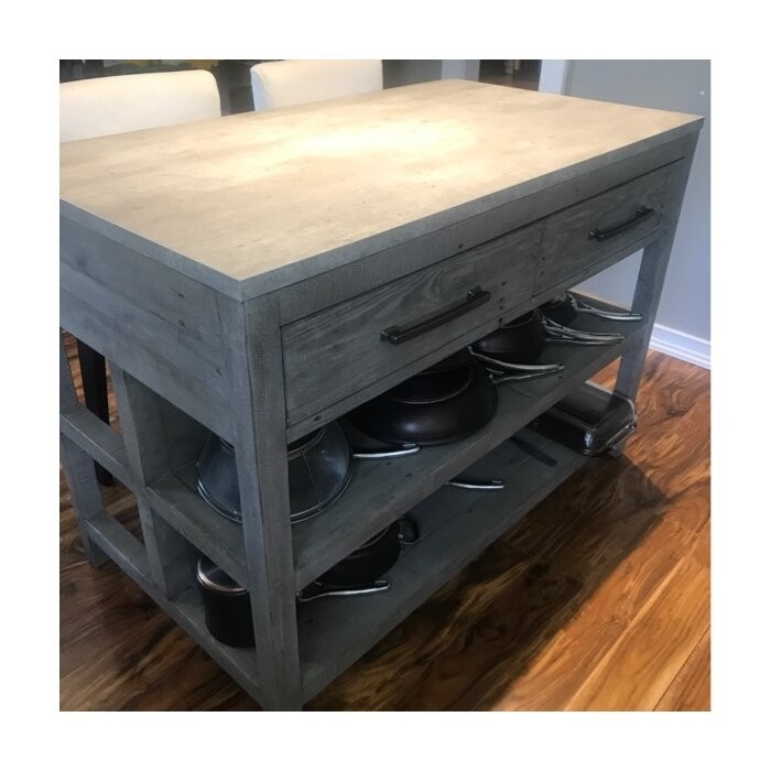 Kinston 50'' Wide Kitchen Island with Solid Wood Top