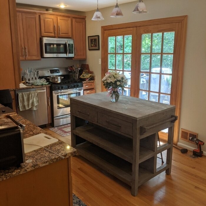 Kinston 50'' Wide Kitchen Island with Solid Wood Top