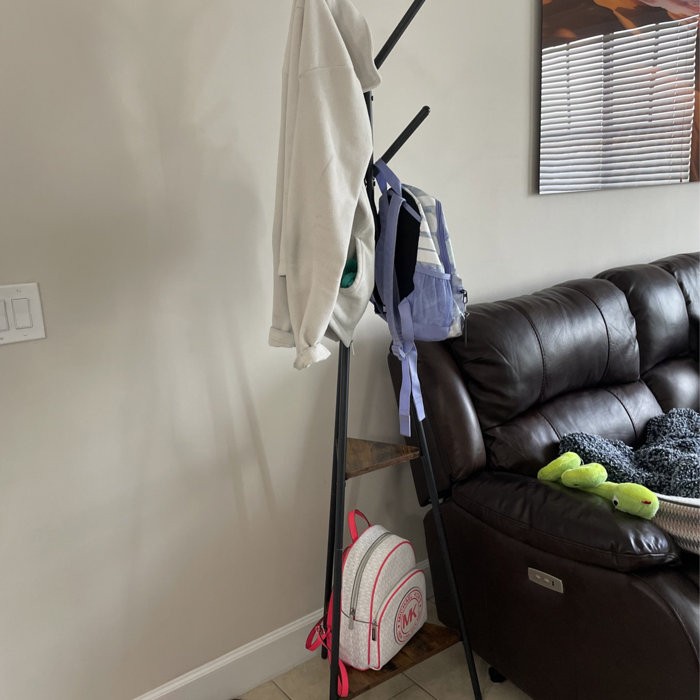 Lakwanzaa 19.3'' Wide Freestanding Coat Rack with Storage