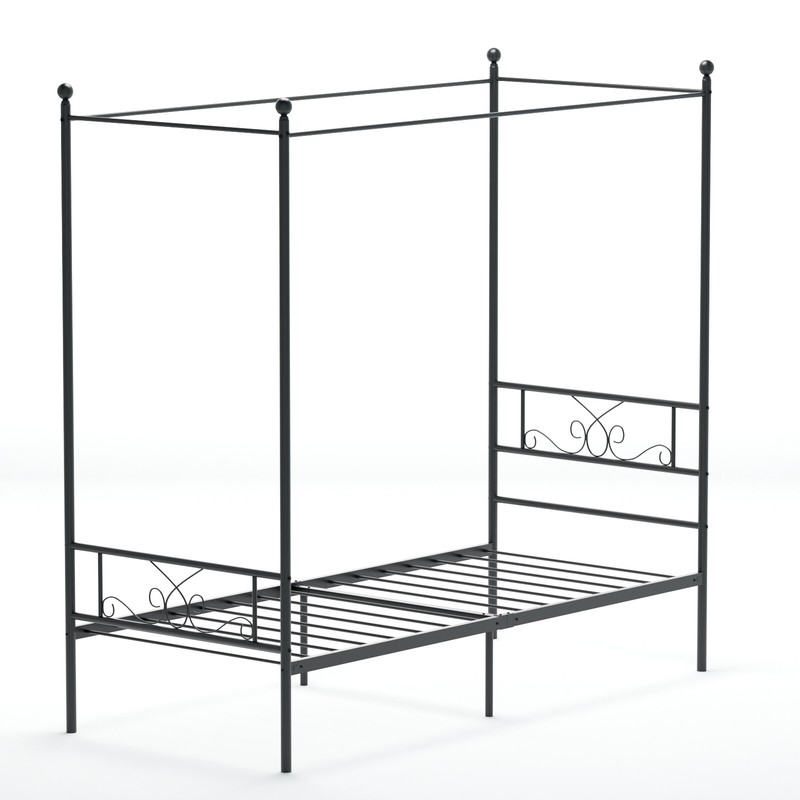 Leontes Twin Metal Canopy Bed by Harriet Bee