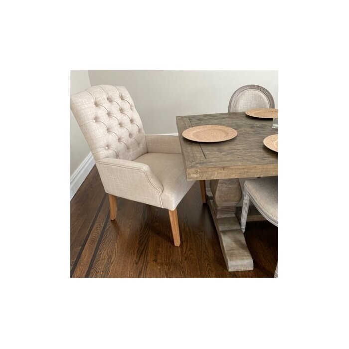 Lila Tufted Linen Arm Chair