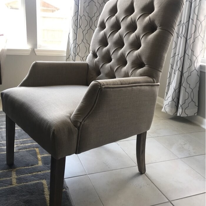 Lila Tufted Linen Arm Chair