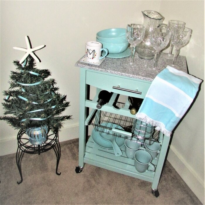 Macy 22.88'' Wide Rolling Kitchen Cart with Granite Top