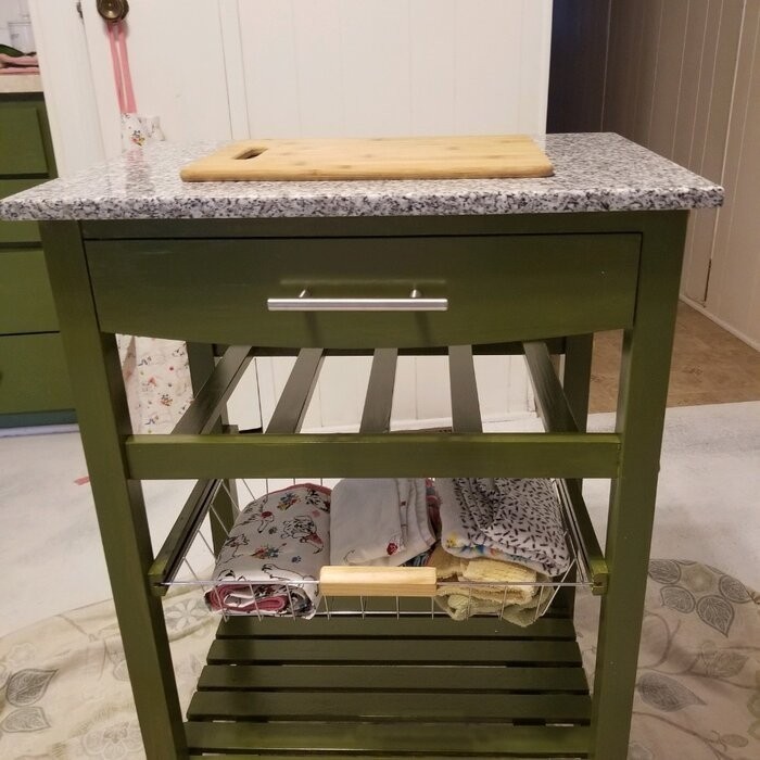 Macy 22.88'' Wide Rolling Kitchen Cart with Granite Top
