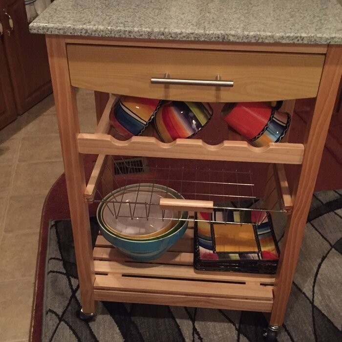 Macy 22.88'' Wide Rolling Kitchen Cart with Granite Top