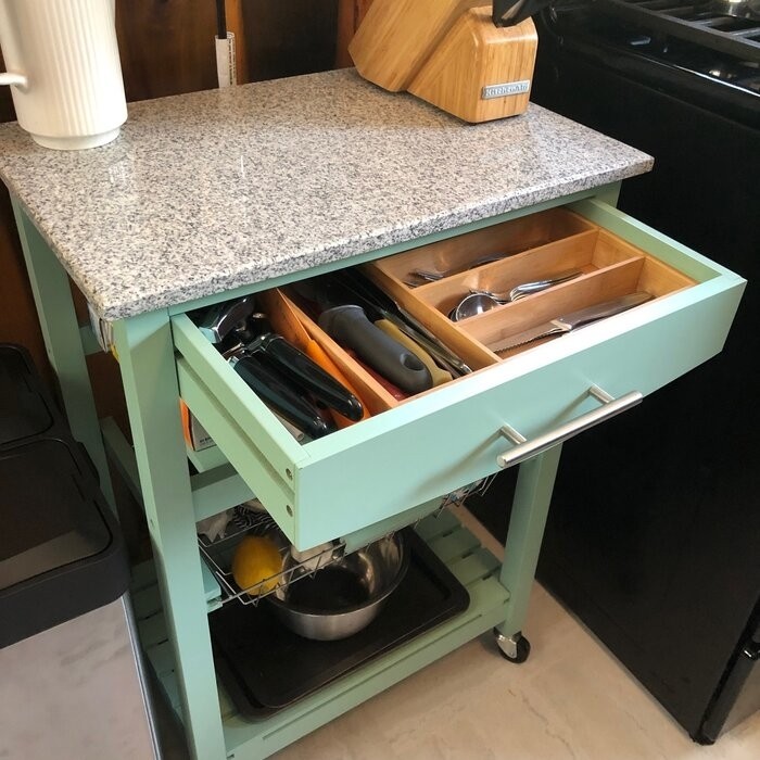 Macy 22.88'' Wide Rolling Kitchen Cart with Granite Top