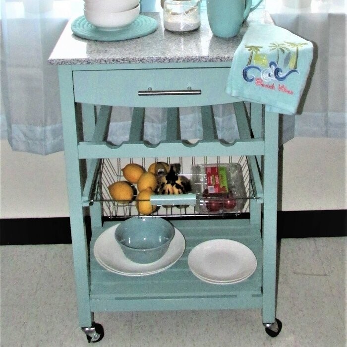 Macy 22.88'' Wide Rolling Kitchen Cart with Granite Top