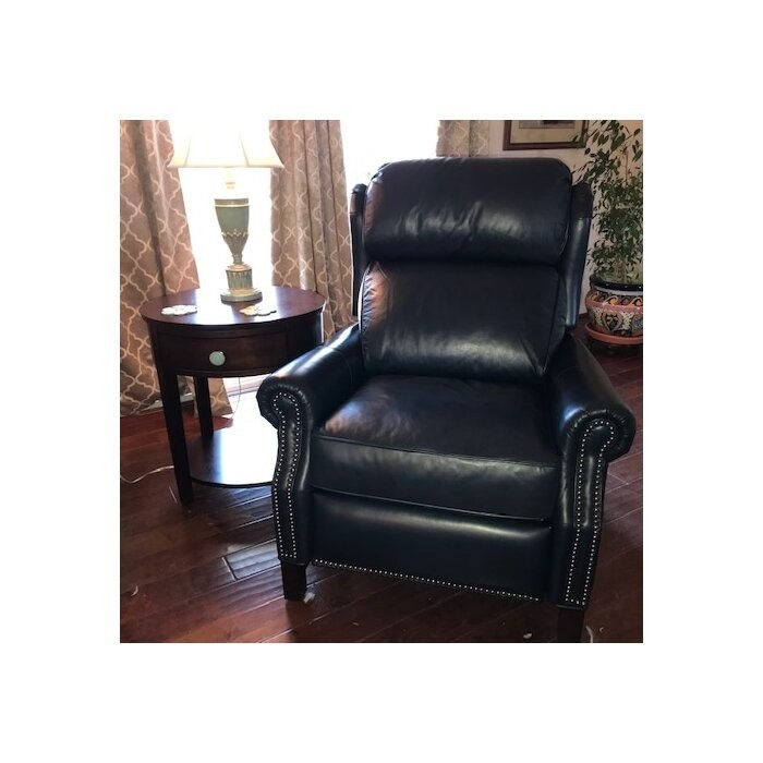 Manchester 35'' Wide Genuine Leather Manual Wing Chair Recliner