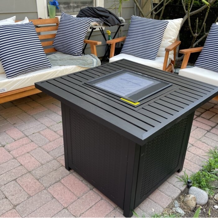 Marca Steel Propane Outdoor Fire Pit Table with Lid