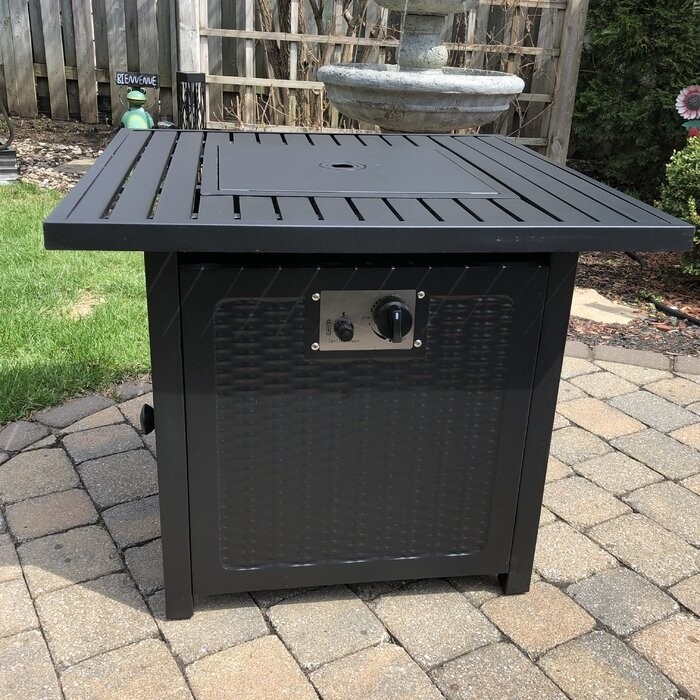 Marca Steel Propane Outdoor Fire Pit Table with Lid