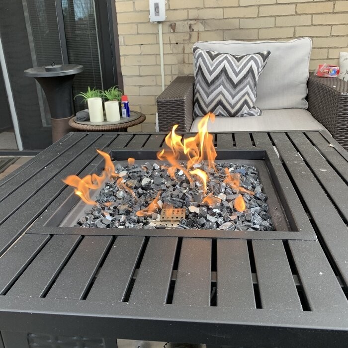 Marca Steel Propane Outdoor Fire Pit Table with Lid