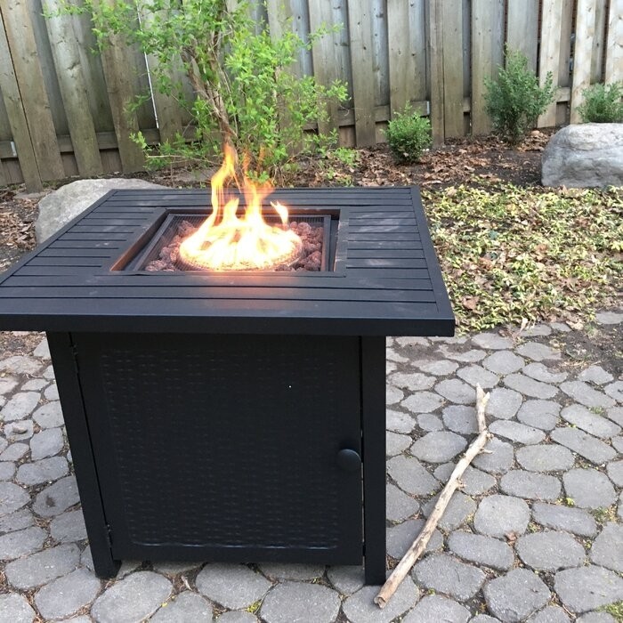 Marca Steel Propane Outdoor Fire Pit Table with Lid