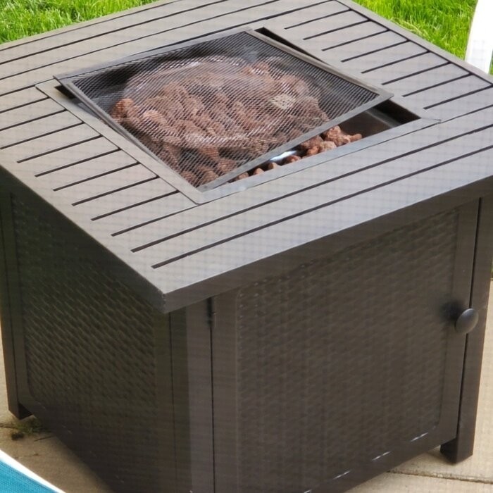 Marca Steel Propane Outdoor Fire Pit Table with Lid