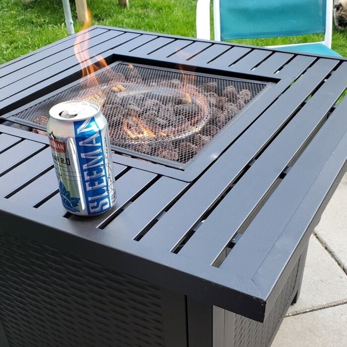 Marca Steel Propane Outdoor Fire Pit Table with Lid