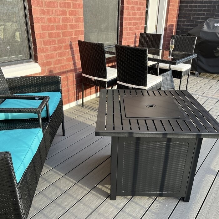 Marca Steel Propane Outdoor Fire Pit Table with Lid