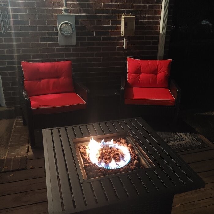 Marca Steel Propane Outdoor Fire Pit Table with Lid
