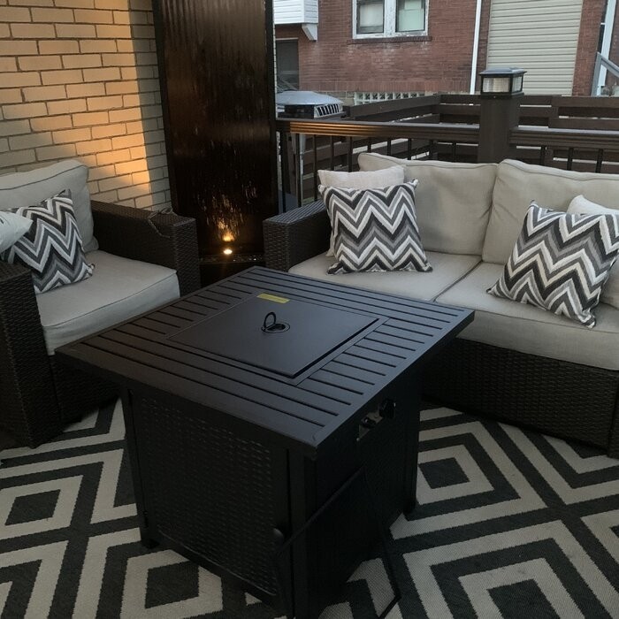 Marca Steel Propane Outdoor Fire Pit Table with Lid