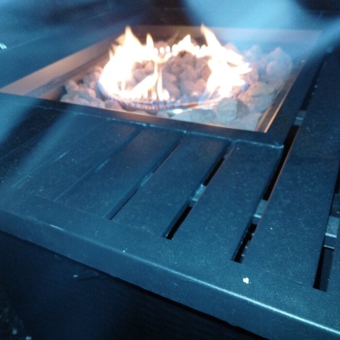 Marca Steel Propane Outdoor Fire Pit Table with Lid