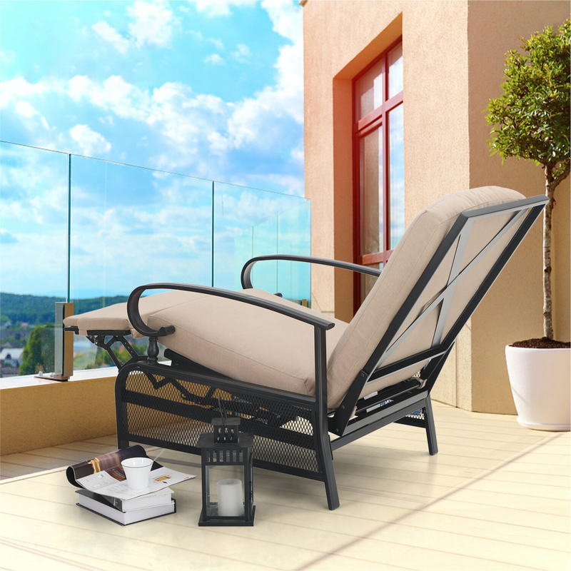 Cushioned Outdoor Recliner Chair With Footrest | Foter