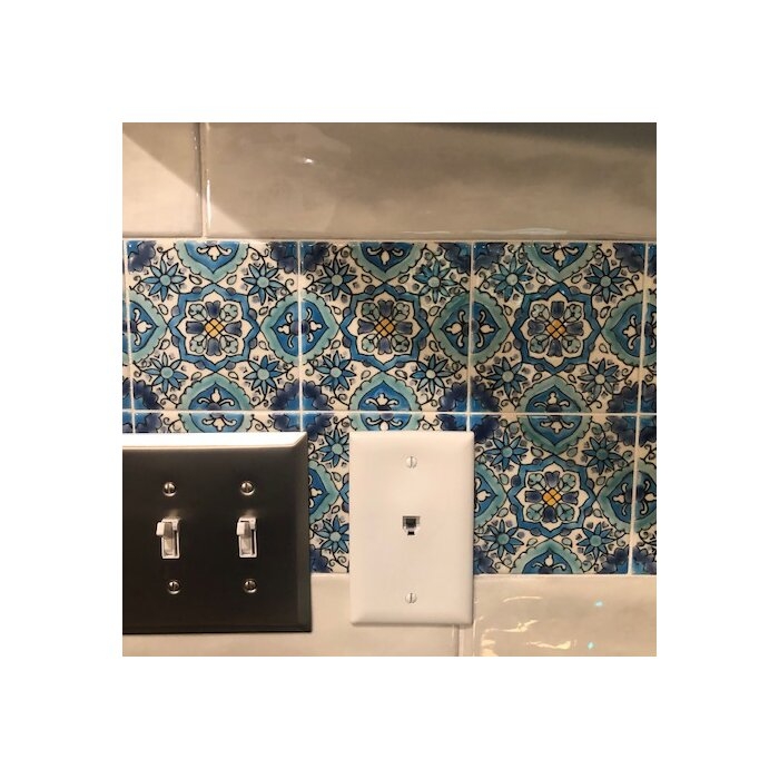Mediterranean 4" x 4" Ceramic Utica Decorative Tile in Blue