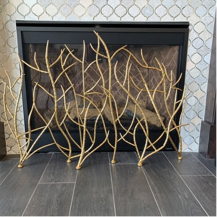 Memoire Single Panel Iron Fireplace Screen