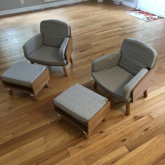 Mid-Century Kids Chair and Ottoman with Storage Compartment